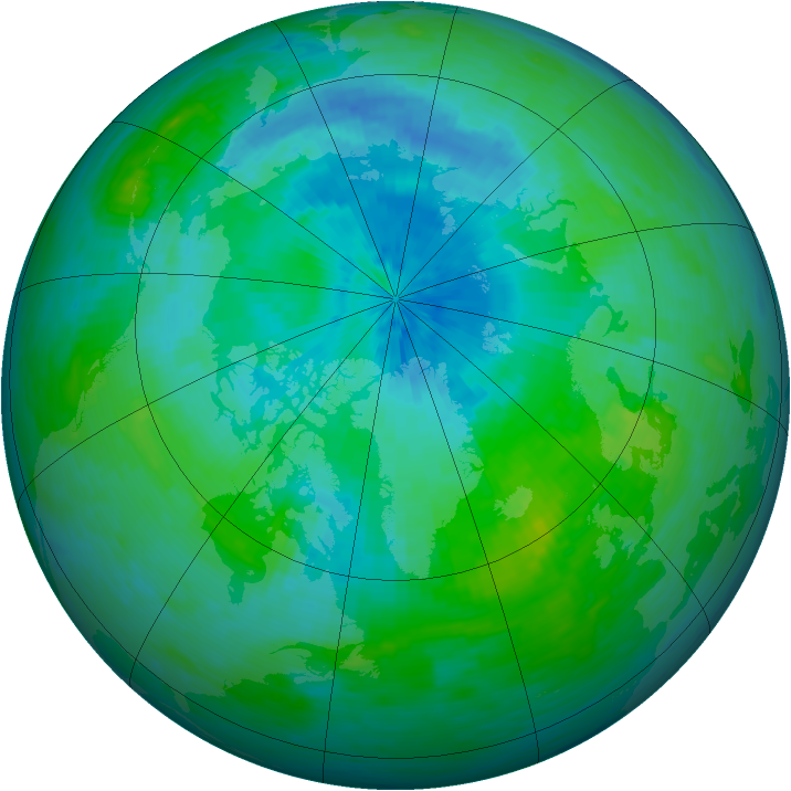 Arctic ozone map for 13 August 1993